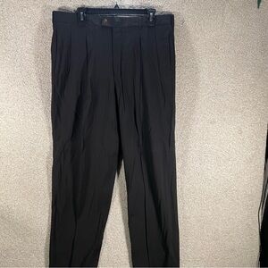 Man Zone Woven Men’s Dress Pants Regular W36 L30 Black Pleated Italian Fabric